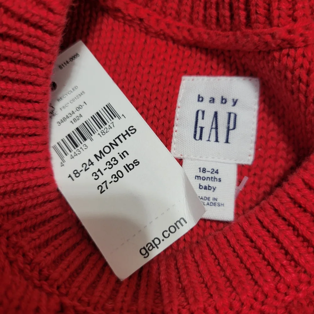 New Gap Baby Red Knit Sweater Size 18-24M